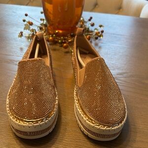 Sparkling Rose Gold Slip-On Loafers